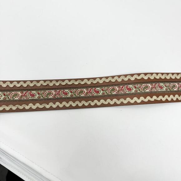 Brown Leather Folk Belt Paisley Fabric Rickrack Festival Ren Faire Peasant Sz M - Picture 8 of 12